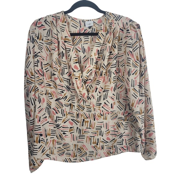 CAbi Tops - Cabi Artsy Blouse M‎ Womens multicolor Shoulder Pads Long Sleeve Art To Wear